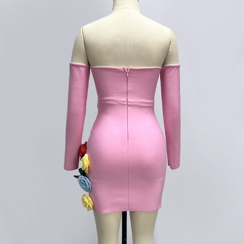 EIGRA 3D FLOWER TUBE MINI PARTY DRESS