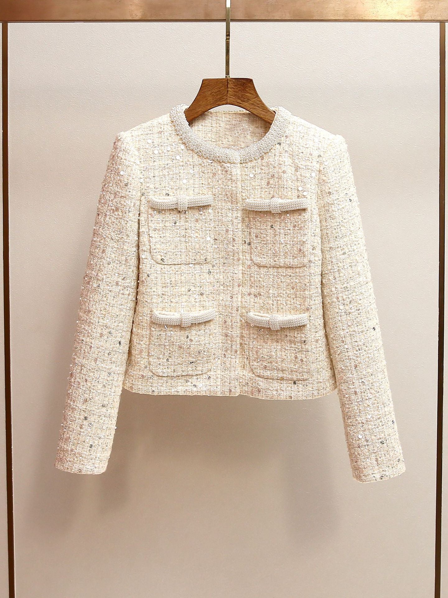 LILLIAN CREAM BOUCLE JACKET | EMBELLISHED WEDDING BLAZER