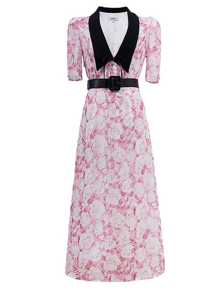 PINK FLORAL MIDI DRESS FOR WEDDING