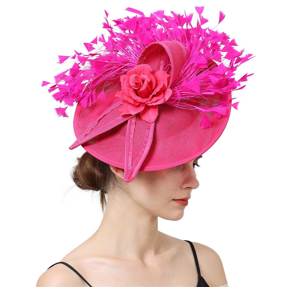 PINK FEATHER FASCINATOR HAT FOR WEDDING PARTY