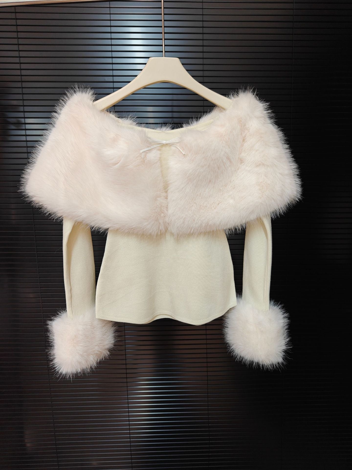 SHERRY OFF-SHOULDER FURRY SKIRT SET FOR PARTY
