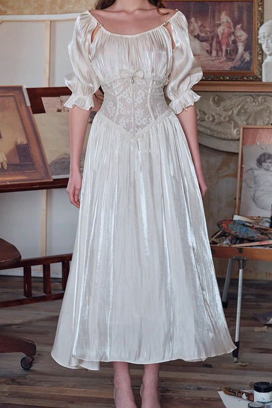 FRENCH COURT LACE DRESS, ELEGANT SILHOUETTE FOR FORMAL OCCASIONS