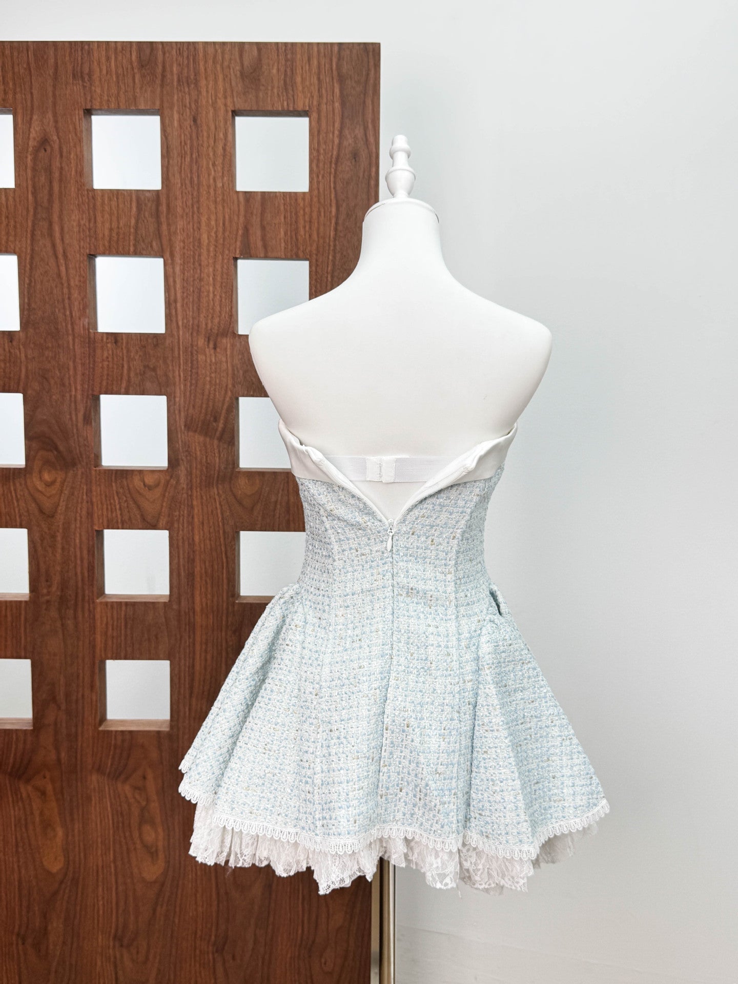 BOW LACE TUBE TOP MINI DRESS PINK