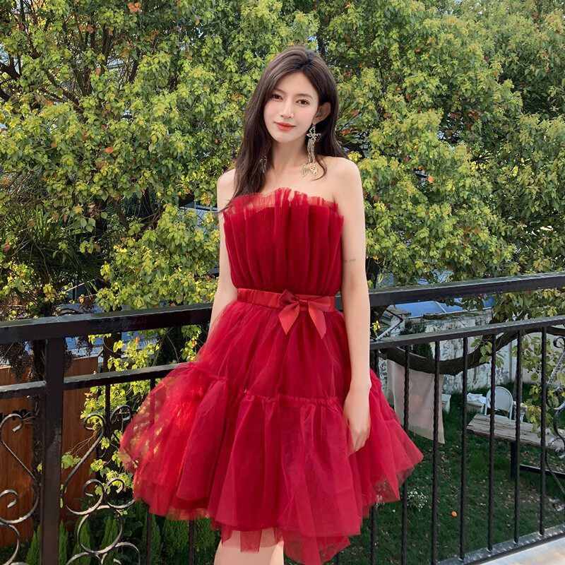 FREDERICA BOW-ACCENT WAIST DRESS - PINK