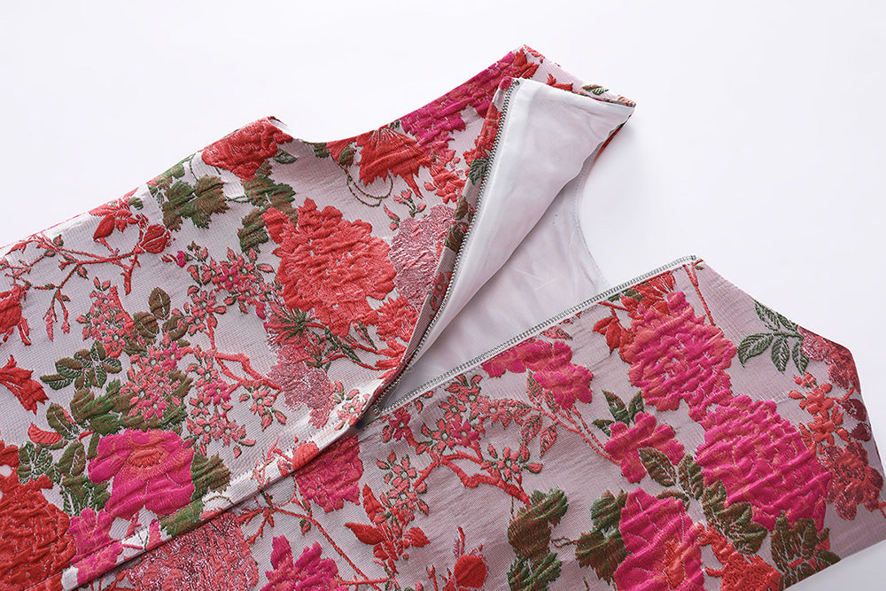 HILARY FLORAL EMBROIDERY SLEEVELESS MINI DRESS