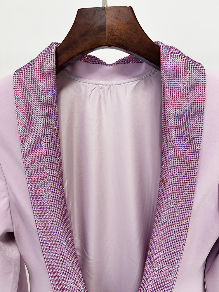 VIOLET PINK CRYSTAL FLOWER MAXI DRESS FOR EVENTS