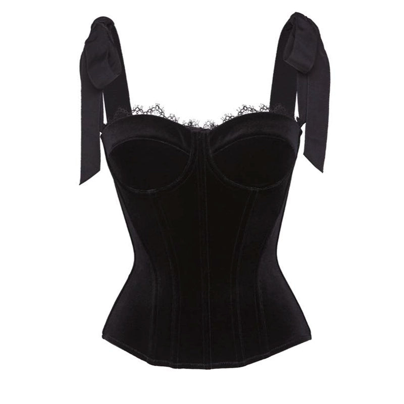BLACK VELVET RETRO SUSPENDER UMBRELLA DRESS SET