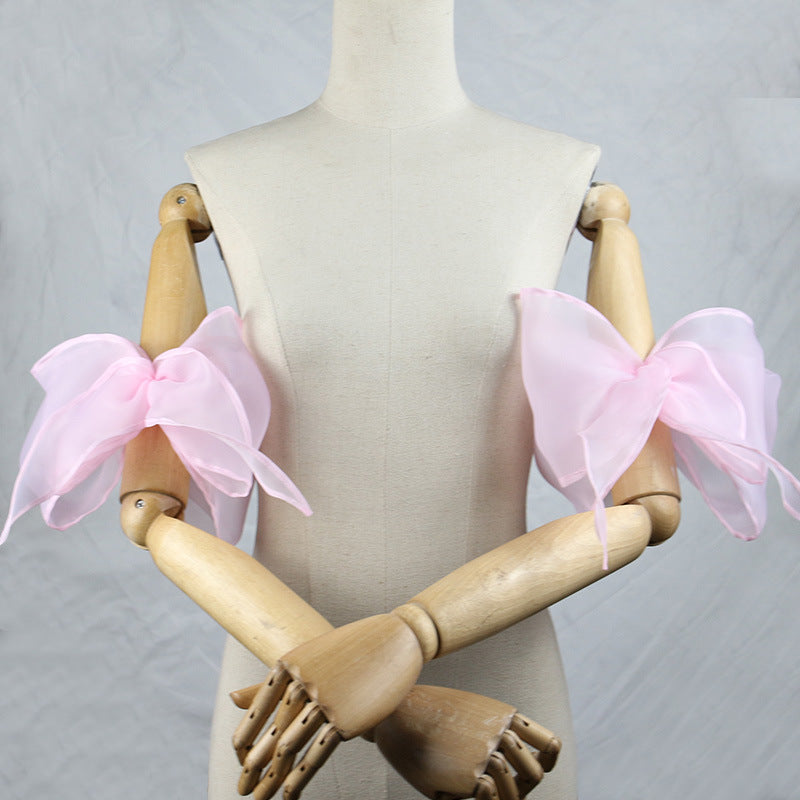 ORGANZA BOW CUFFS, DETACHABLE SHORT SLEEVE, FORMAL
