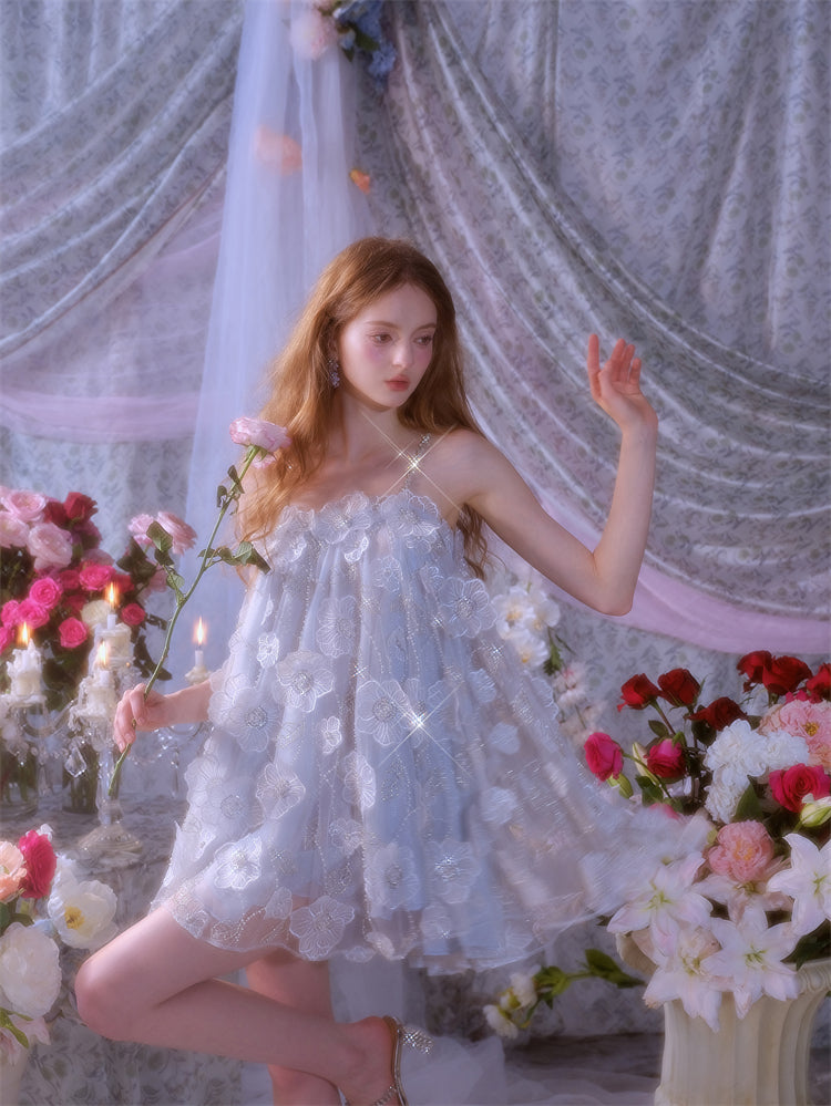 TUTU LIGHT BLUE SLEEVELESS FLOWER DOLL DRESS