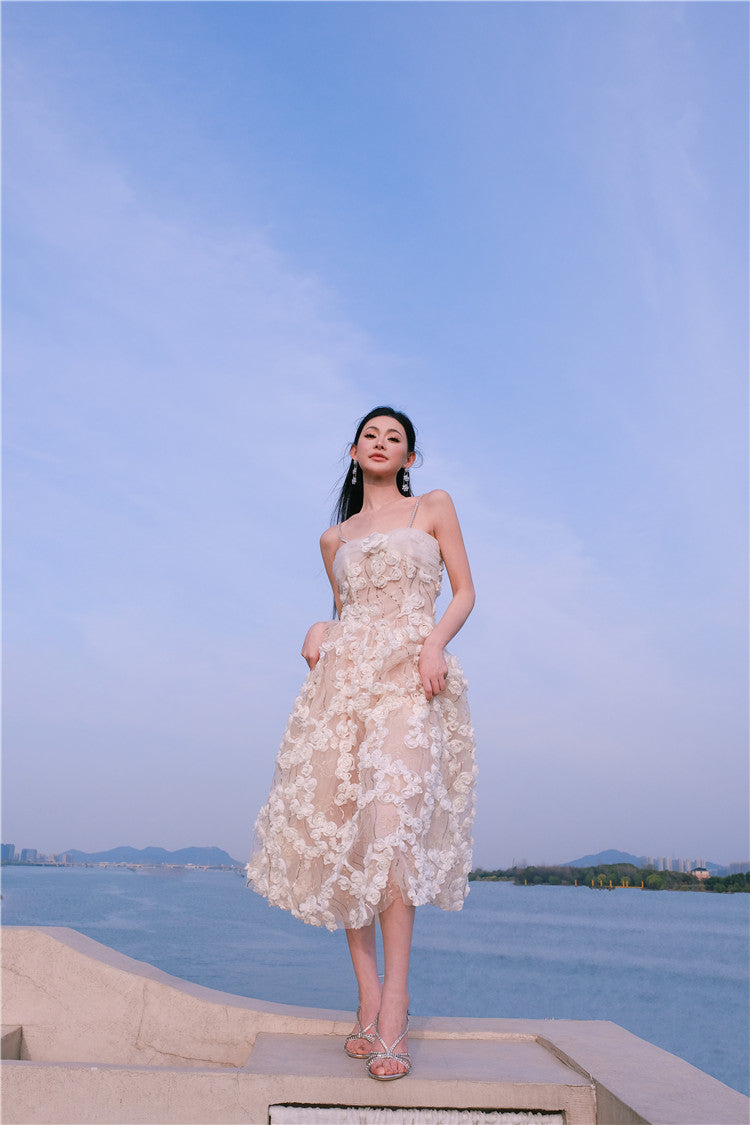 LEAH SLEEVELESS FLORAL MIDI DRESS FOR WEDDING