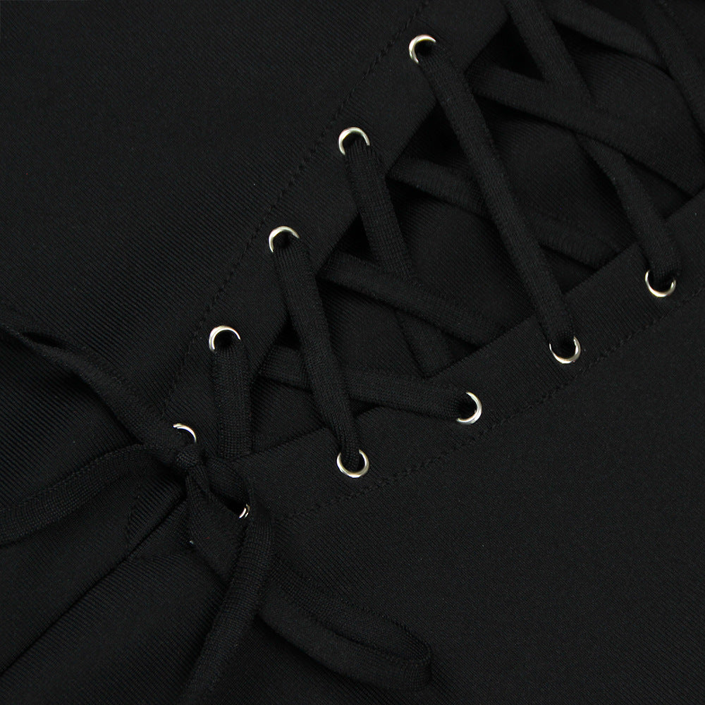 CRYSTAL LACE UP BANDAGE PARTY DRESS