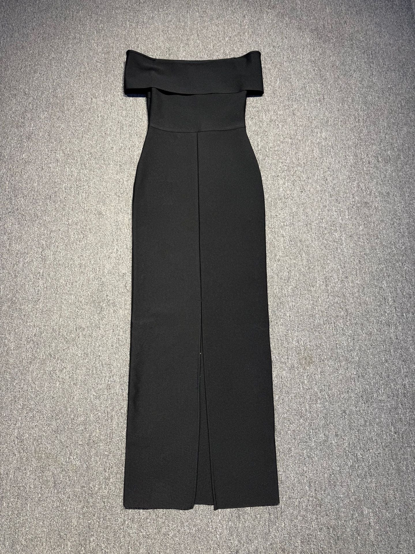 LAUREL OFF-SHOULDER RHINESTONE MAXI DRESS BLACK