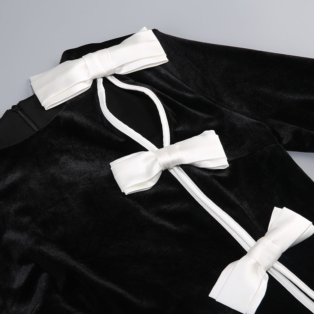 VICTORIA BOW VELVET MAXI DRESS FOR EVENTS