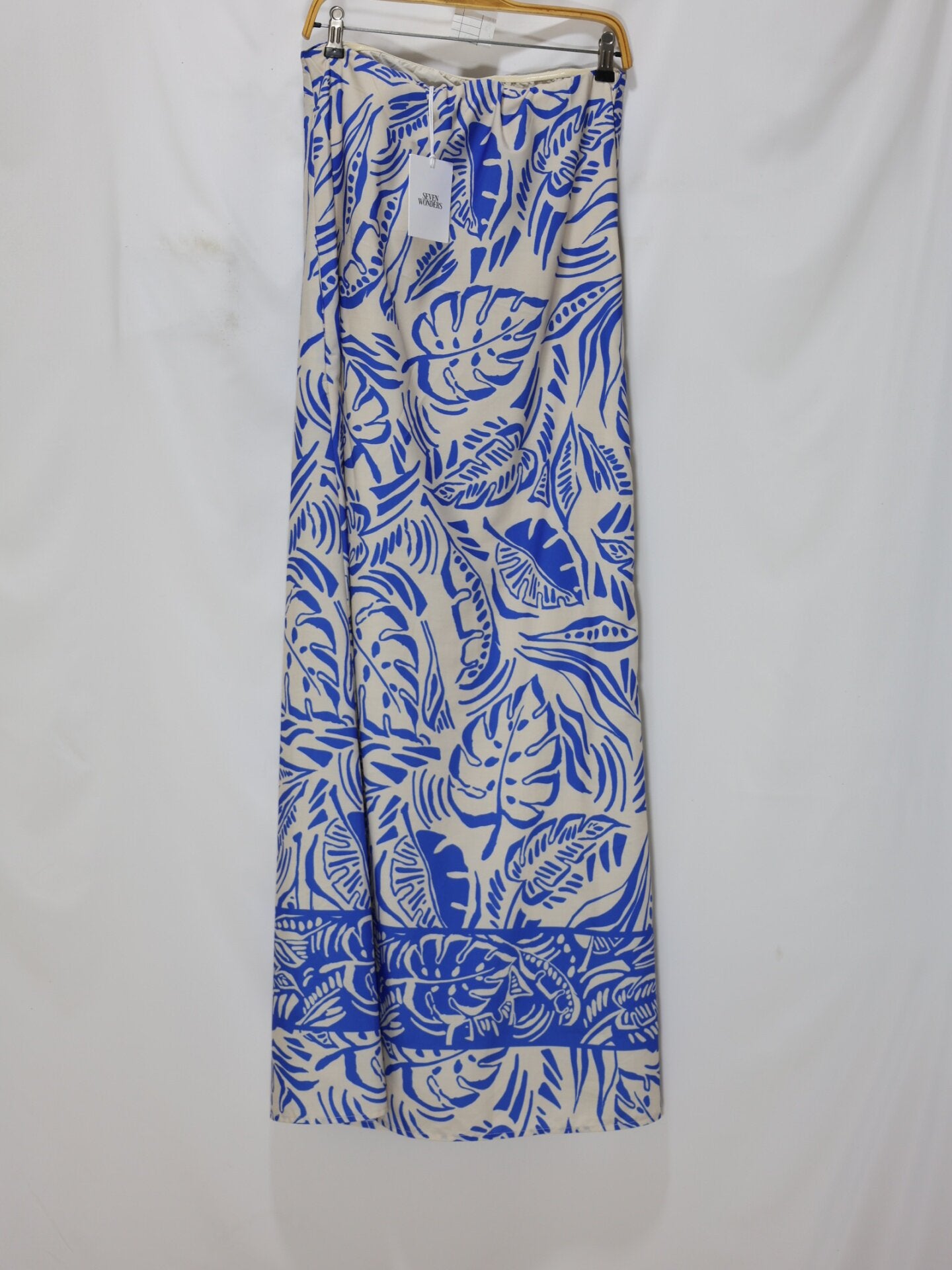 TROPICAL LEAF STRAPLESS MAXI DRESS, BEACH PARTY