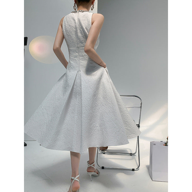 AVA RHINESTONE SLEEVELESS FULL SKIRT WHITE WEDDING DRESS