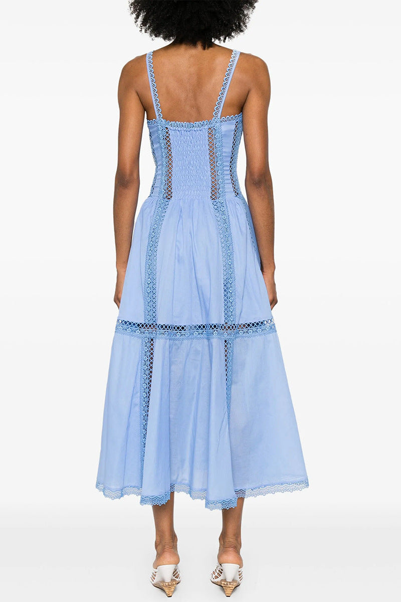LILLIAN EMBROIDERED HOLLOW TUBE MAXI DRESS
