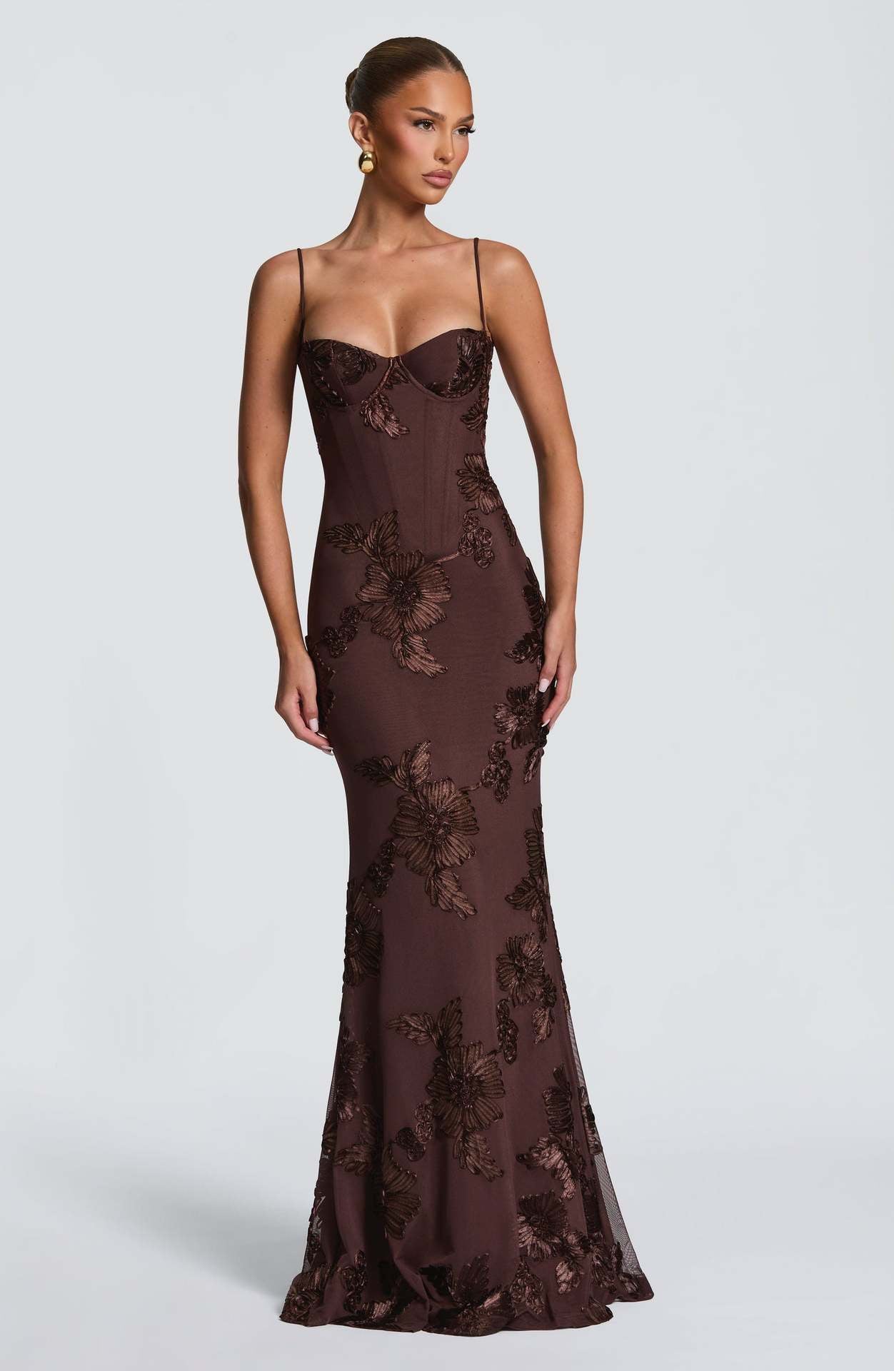 NEFERTITI BROWN MAXI DRESS - BOHEMIAN PARTY STYLE