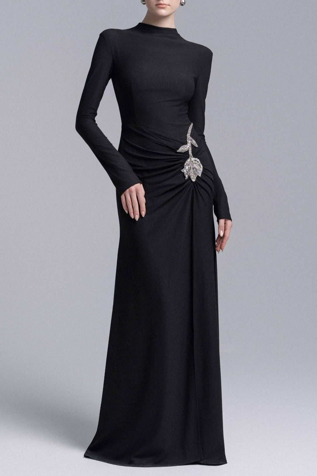 BLACK ROSE EMBELLISHED SHEATH GOWN, FORMAL