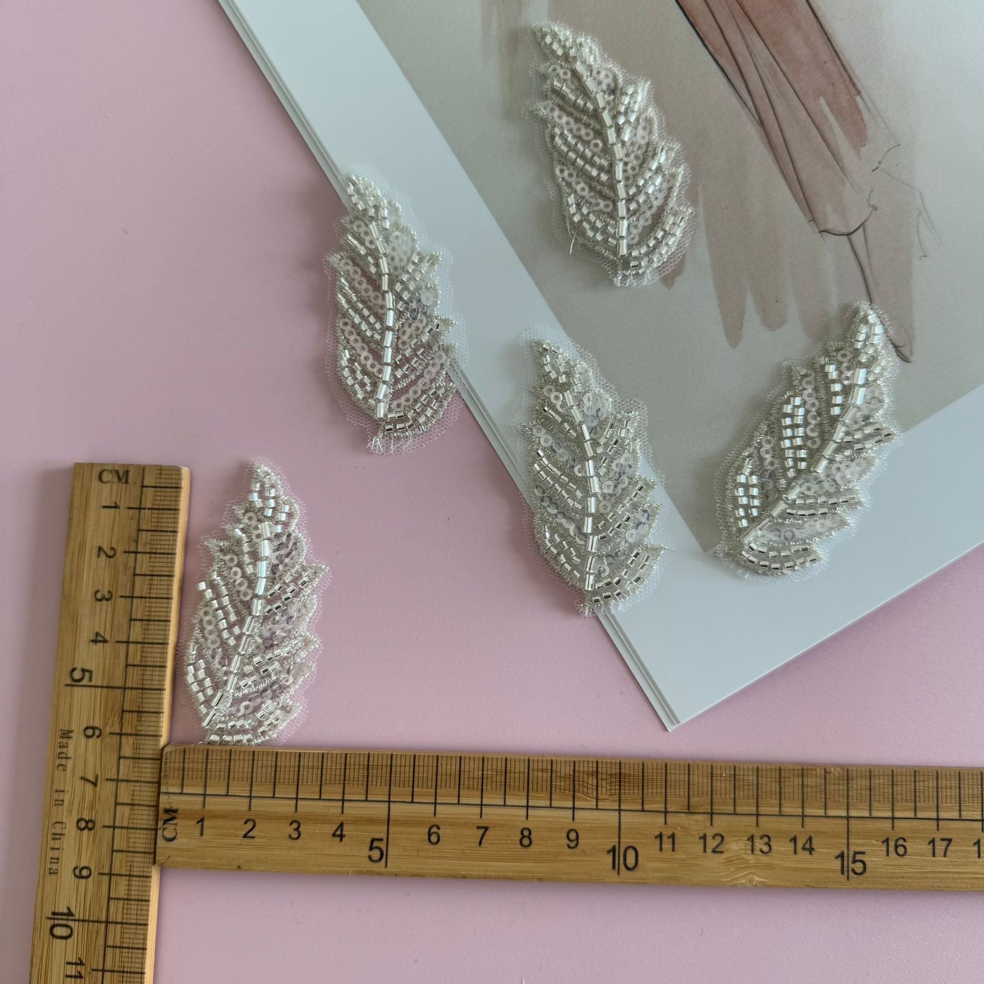 BEADED QIPAO DRESS - LEAF FLORAL APPLIQUÉ DANCE COSTUME