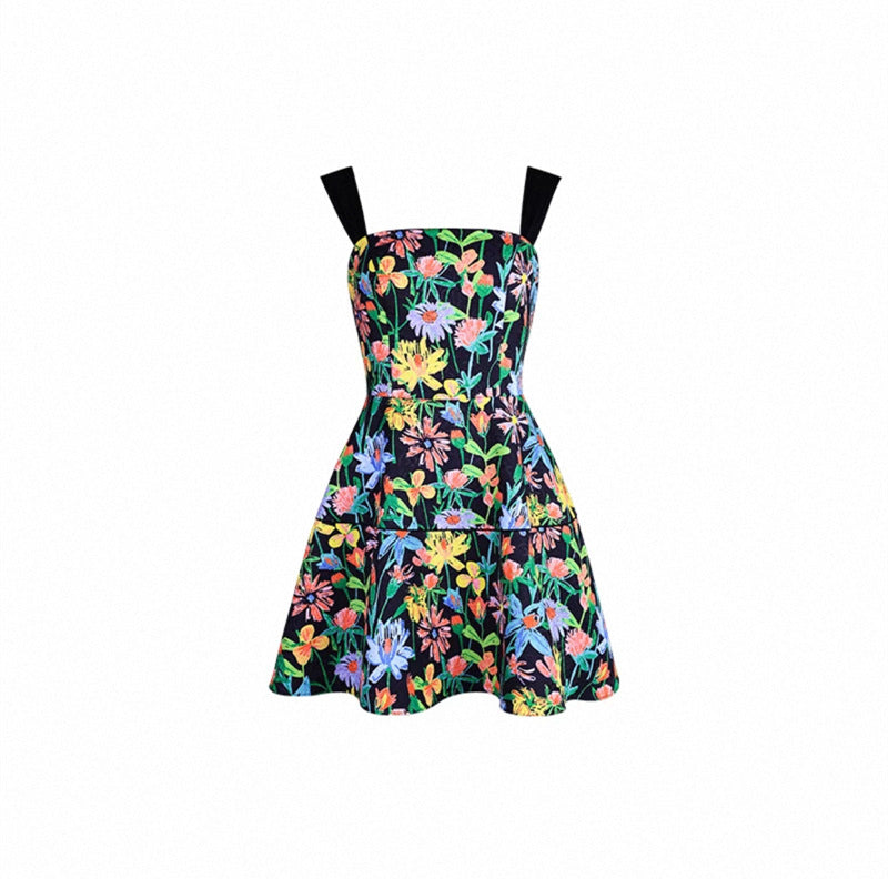 SIMONA SATIN A-LINE STRAP MINI DRESS