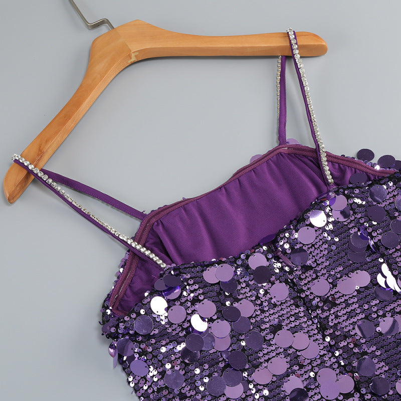 VIRGINIA PURPLE SEQUIN MINI DRESS FOR PARTY