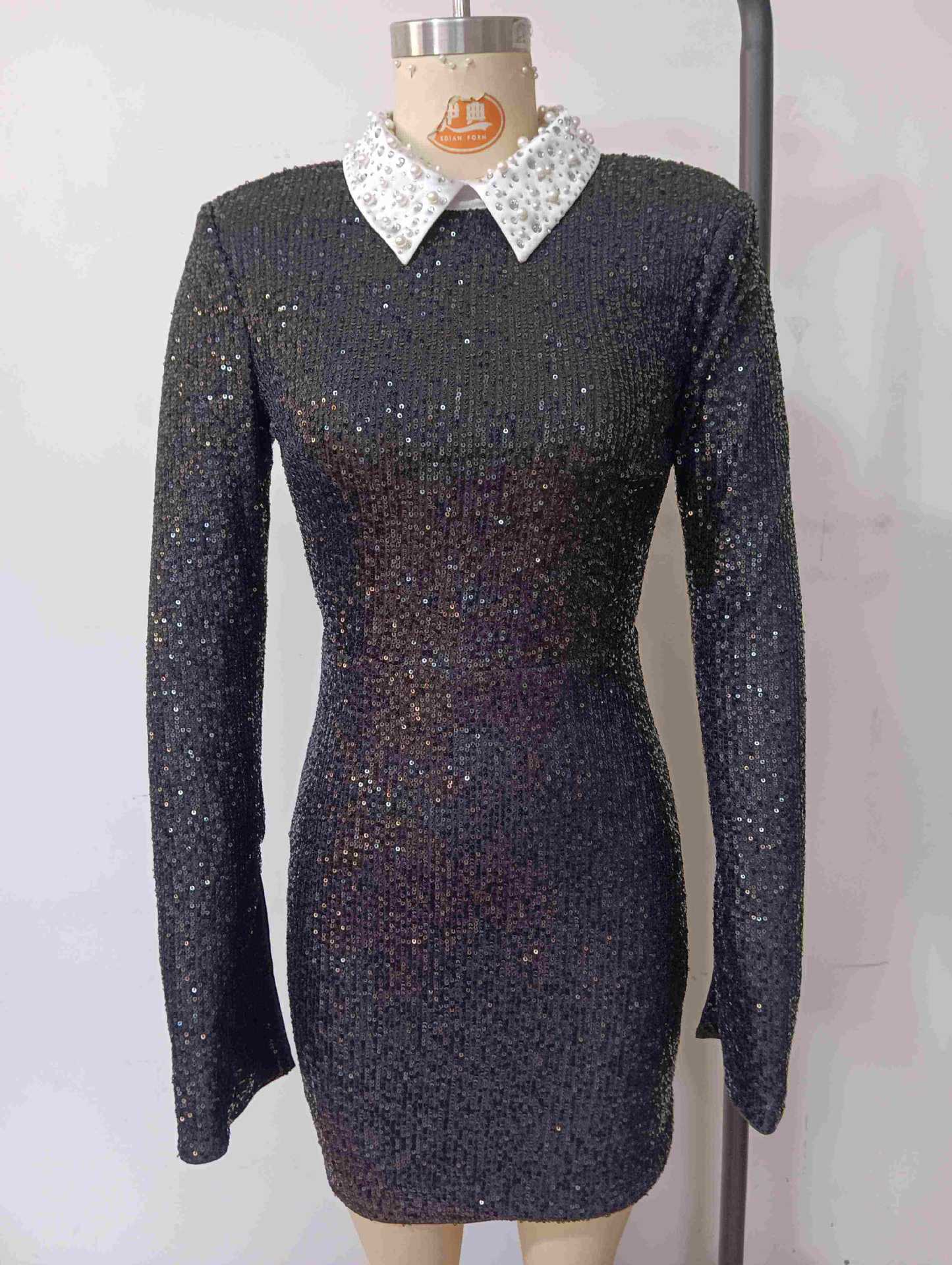 O1CN01nqA2KD1l7d7odgBvb__2210538694772-0-cib BLACK SEQUIN BACKLESS MINI DRESS LONG SLEEVE PARTY