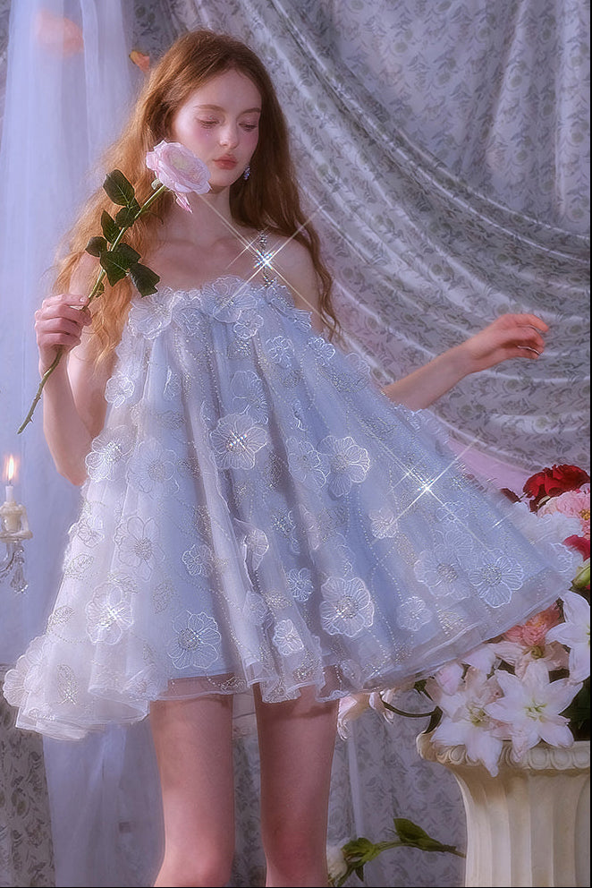 TUTU LIGHT BLUE SLEEVELESS FLOWER DOLL DRESS