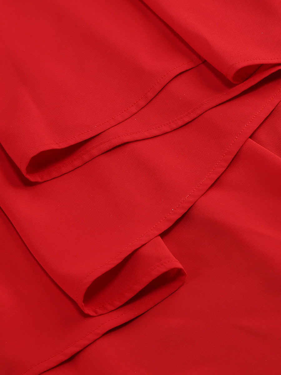 WINIFRED RED 3D FLOWER STRAP MAXI DRESS