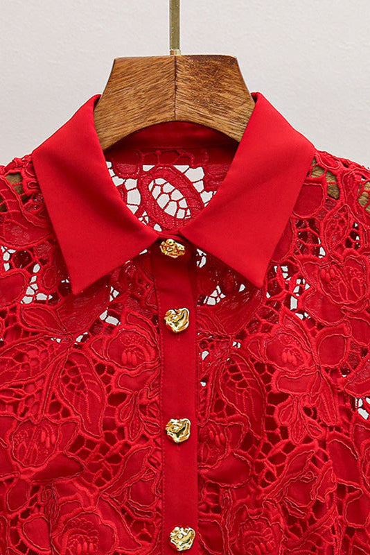 BURGUNDY LACE COLLAR MINI DRESS FOR PARTY