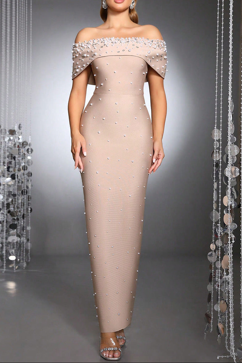 O1CN01oNji1S24O63KlYj4N__2212447807380-0-cib BELEN PEARL STRAPLESS MAXI BANDAGE DRESS APRICOT