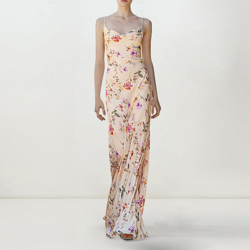 WHITE FLORAL SLIP MAXI DRESS FOR WEDDING GUEST