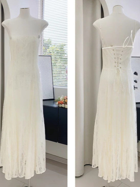 SUSPENDER LACE BANDEAU MAXI DRESS FOR EVENING