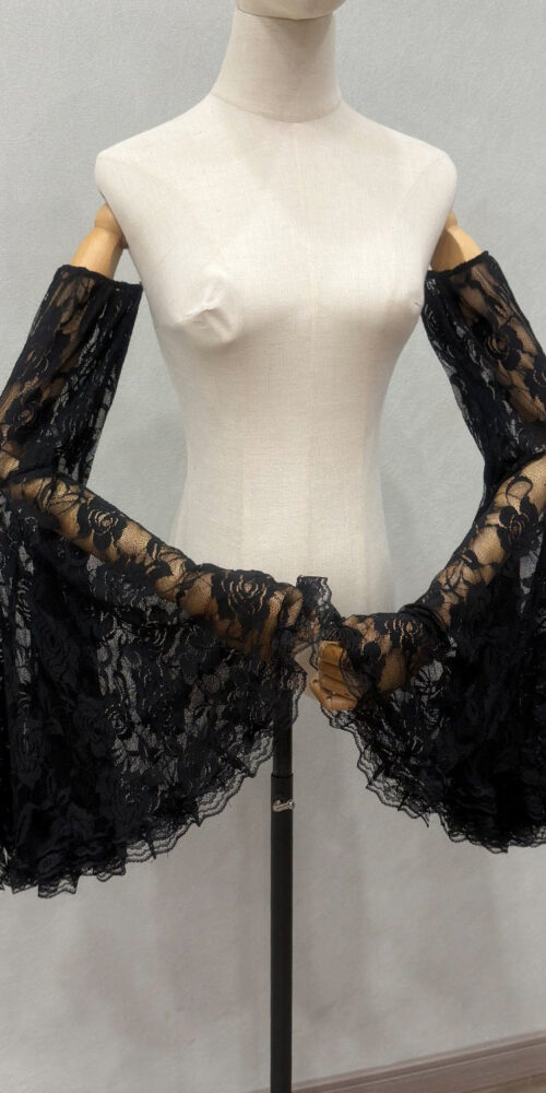 Black Rose Floral Lace Oversized Flare Arm Sleeves Cover Up Black Rose Floral Lace Oversized Flare Arm Sleeves Cover Up