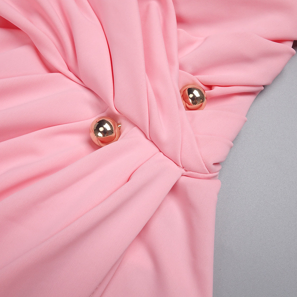 BESS ONE-SHOULDER SLANT MAXI DRESS PINK