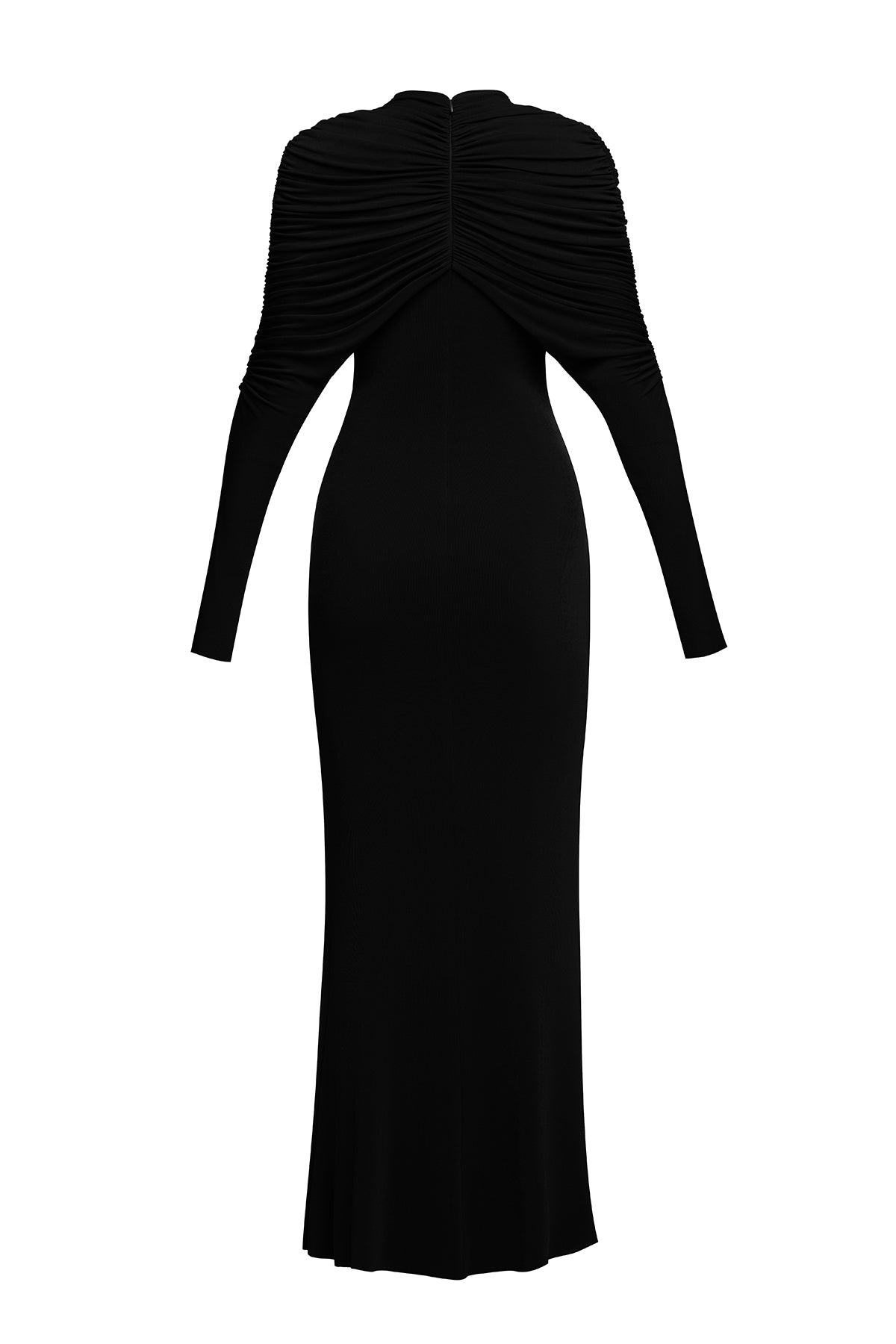 BONNIE KNOT BODYCON MAXI DRESS, LONG SLEEVE, BLACK