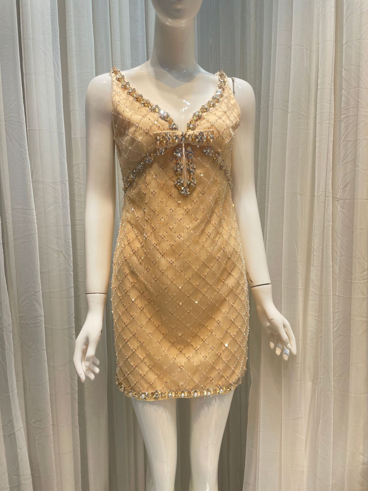 MONA SEQUIN RHINESTONE MINI DRESS YELLOW