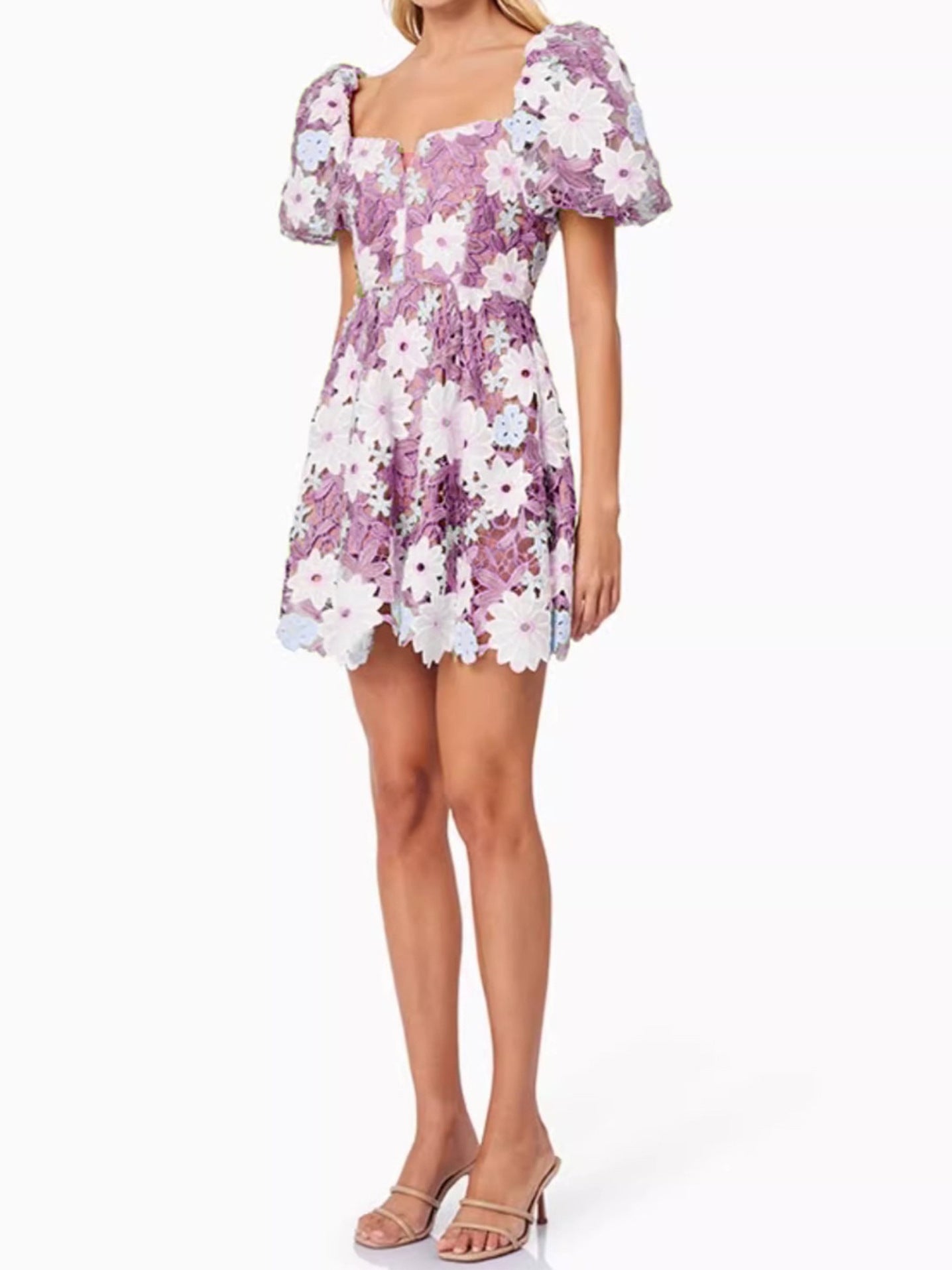 WINIFRED PURPLE LACE HOLLOW MINI DRESS