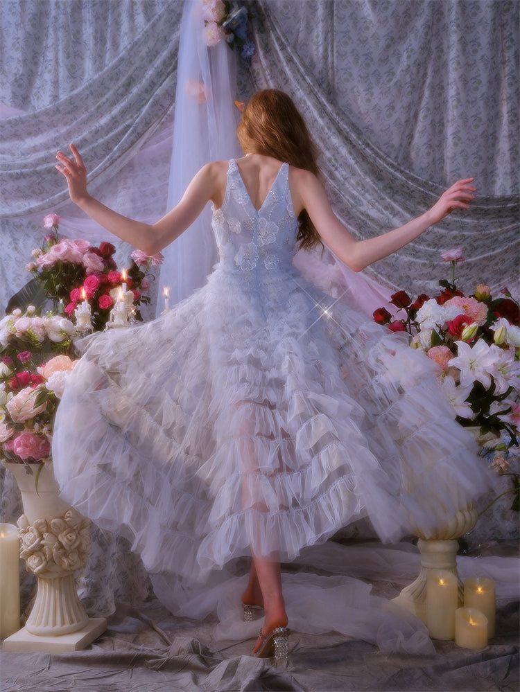 VIVI LIGHT BLUE SLEEVELESS CHIFFON BANQUET GOWN