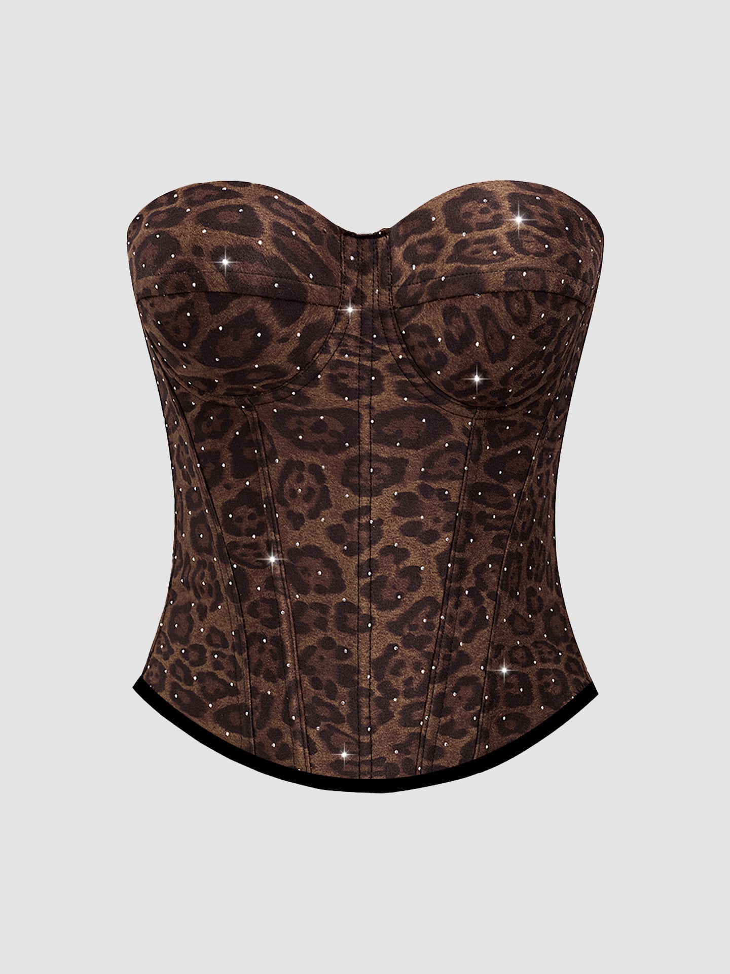 LEOPARD PRINT VELVET STRAPLESS CAMISOLE FOR PARTY NIGHTS