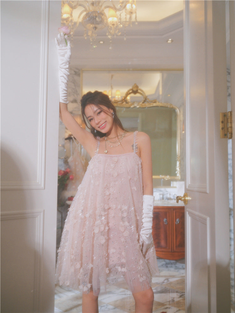 ZOLA PINK EMBROIDERED LOOSE DOLL PARTY DRESS