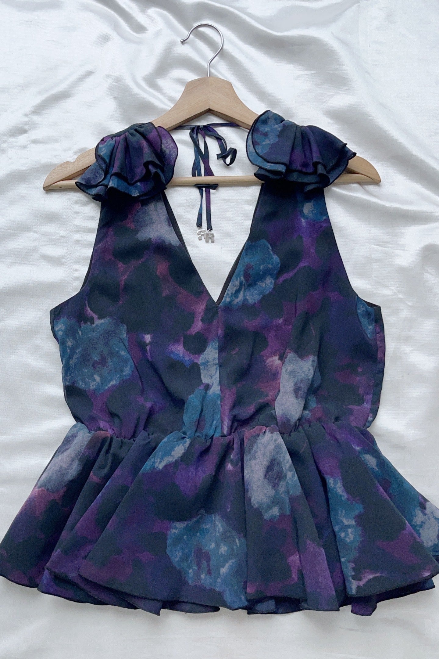 FLORAL CHIFFON RUFFLE TOP FOR WEDDING GUEST