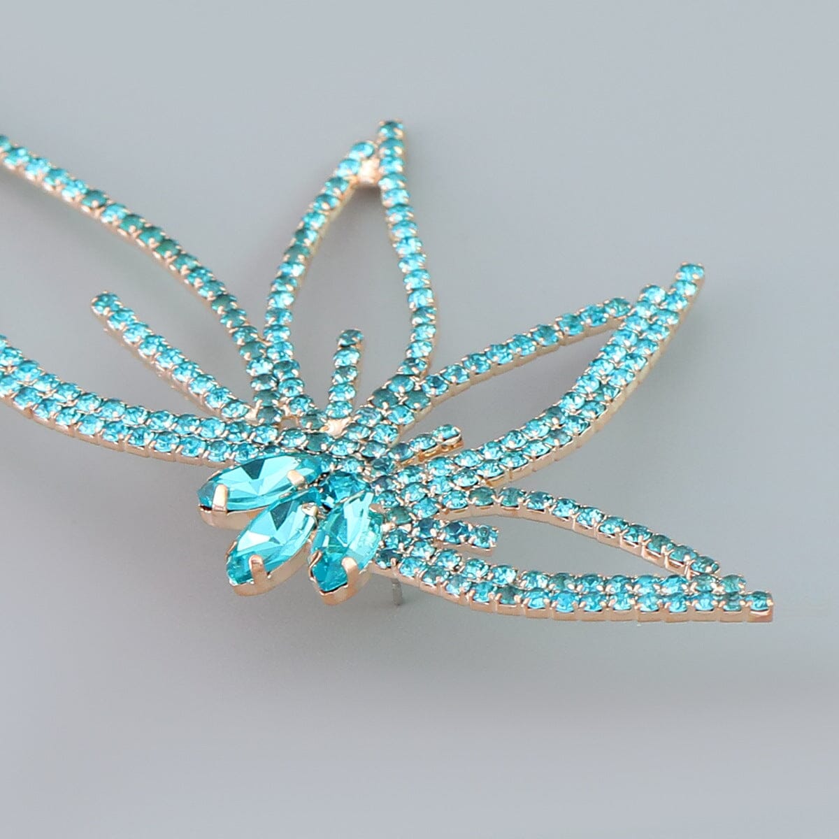 CRYSTAL BLUE FLORAL DROP EARRINGS FOR WEDDING