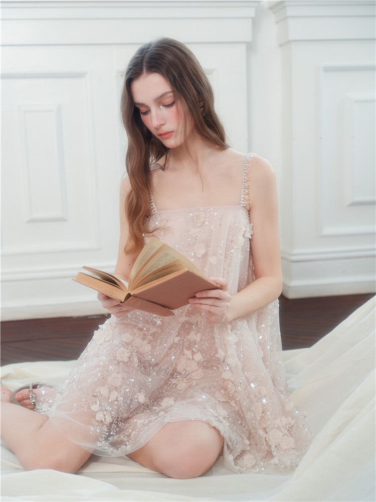 ZOLA PINK EMBROIDERED LOOSE DOLL PARTY DRESS