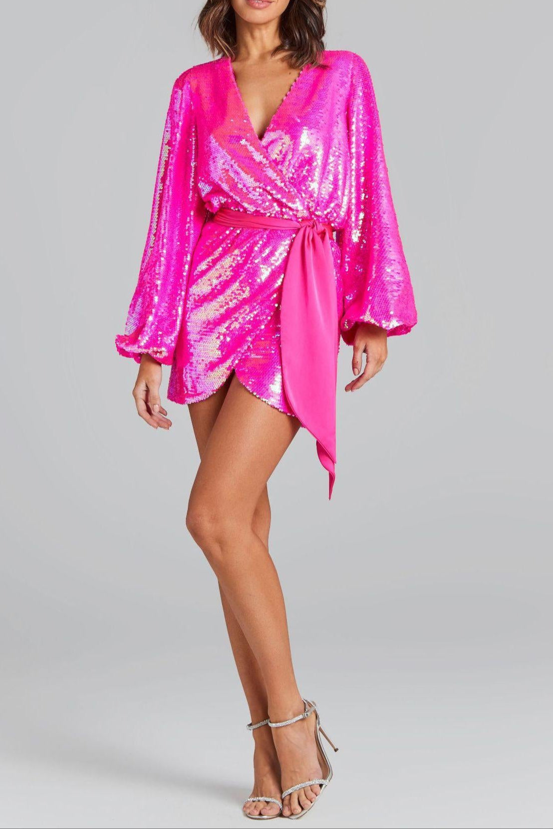 O1CN01rE8Xi52EeiMeJ9OEB__2212878748770-0-cib IRREGULAR SEQUIN SLIT MINI DRESS ROSE RED PARTY