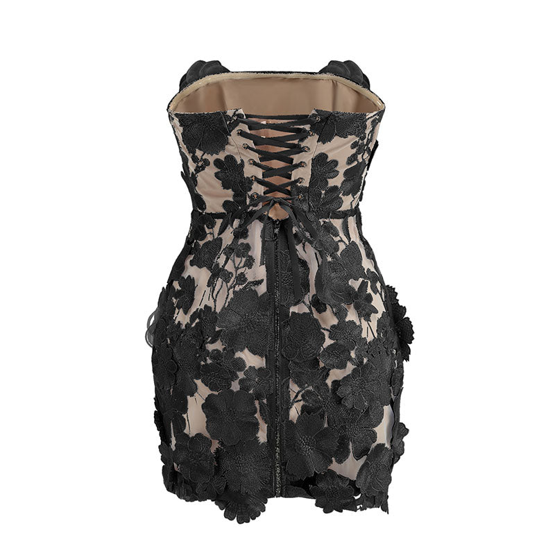 JESSICA BLACK FLORAL MINI DRESS FOR PARTIES
