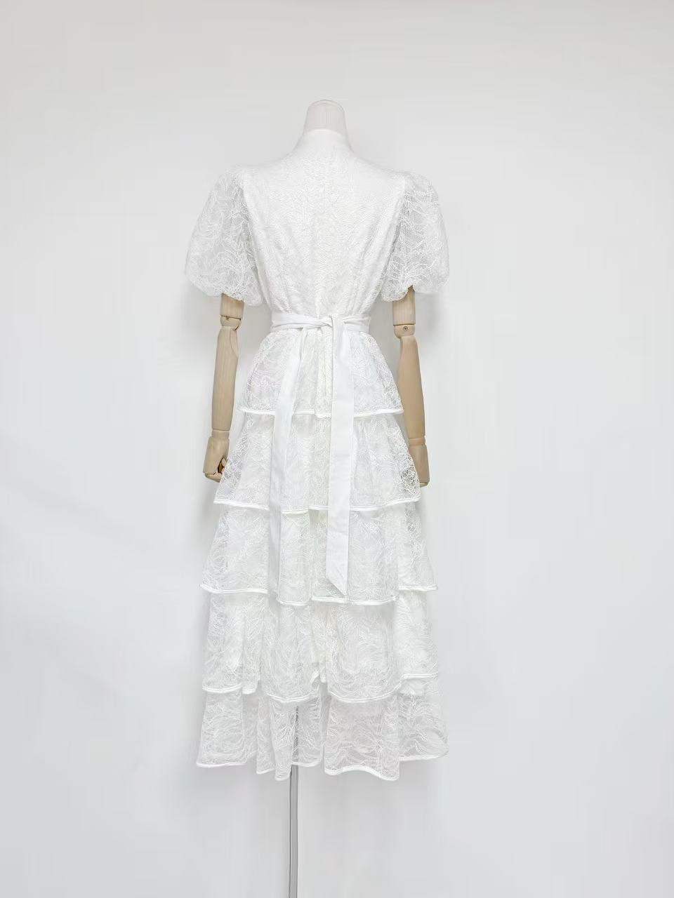 ELVIRA LACE LAYER MAXI DRESS WHITE WEDDING