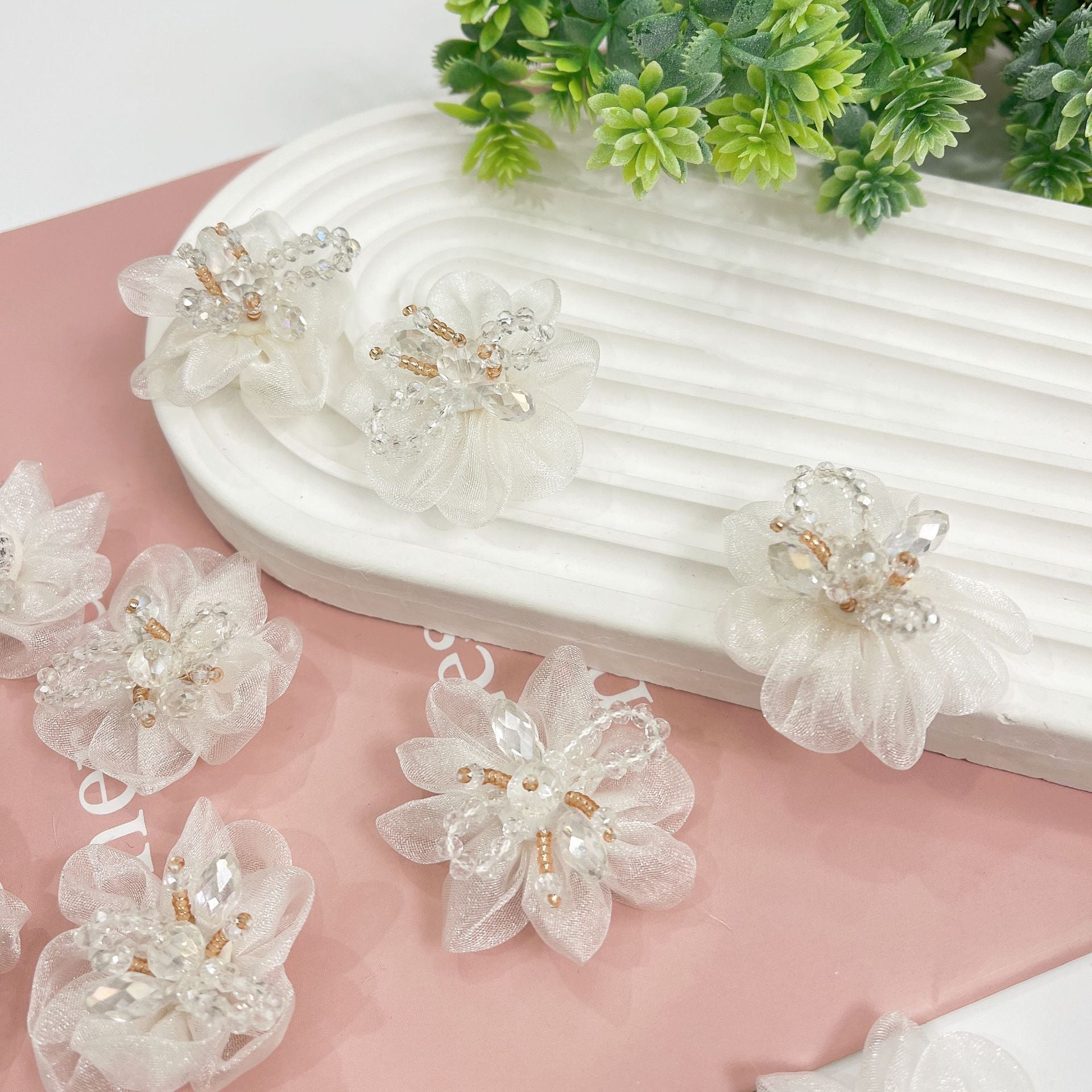 HANDMADE 3D FLOWER BRIDAL HEADDRESS VEIL DIY WEDDING HAIR ACCESSORY