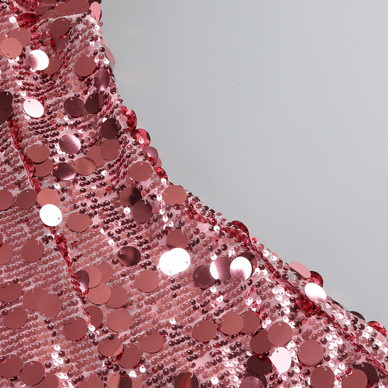 VIRGINIA PINK SEQUIN STRAPPY MINI DRESS PARTY