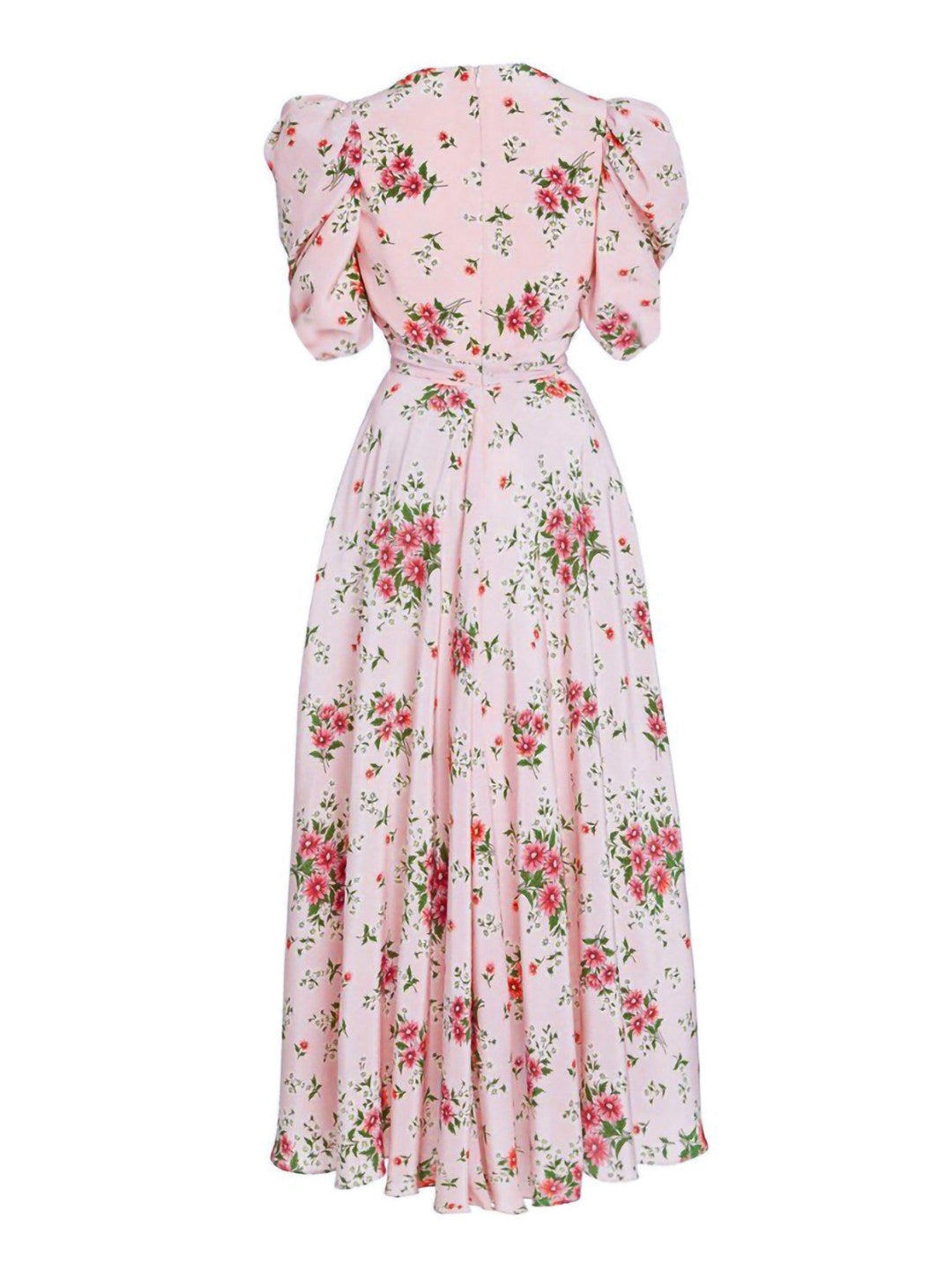 PINK FLORAL V-NECK MAXI DRESS FOR WEDDING