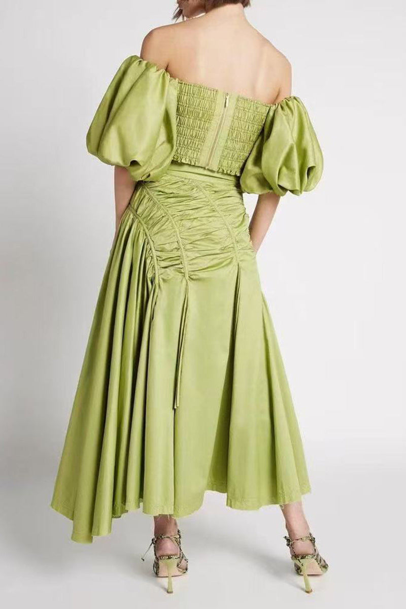 O1CN01rhp84n1OeOHoVBllx__2205289861730-0-cib GISELLE OFF-SHOULDER MIDI SKIRT - GREEN DRAWSTRING